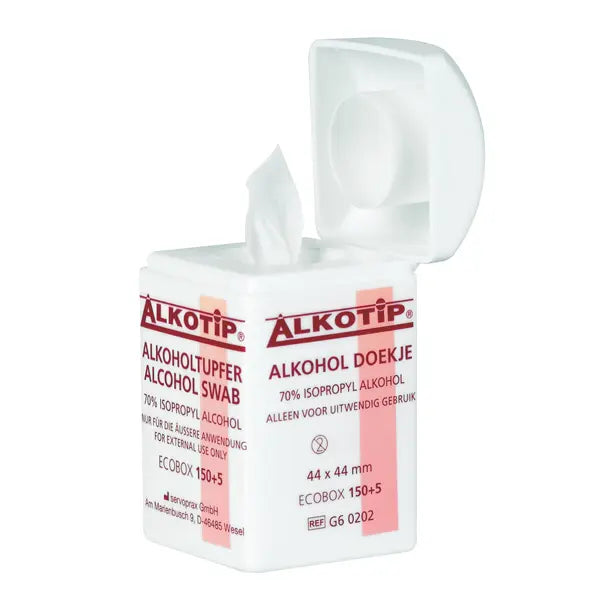 Alkotip Alkoholtupfer in der Dispenserdose